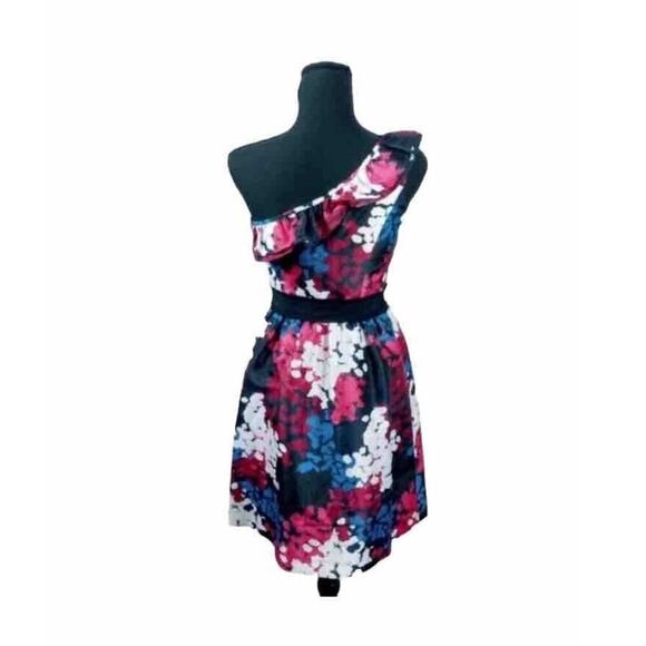 KENSIE Women’s Size 4 One Shoulder Floral Shift Dress Multi Color Pink Blue - Picture 2 of 6